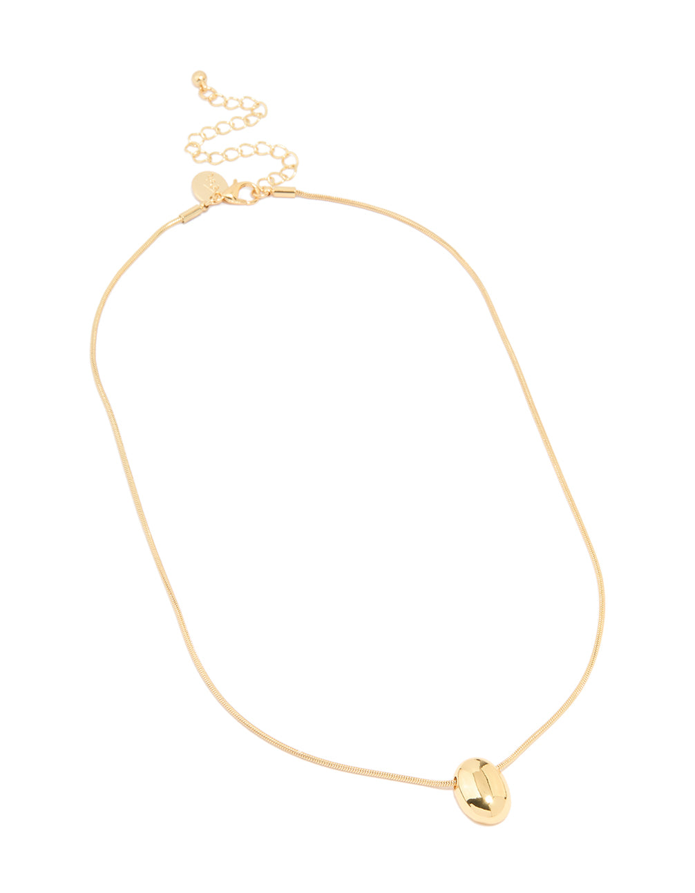 Gold Plated Snake Chain Small Oval Pendant Necklace