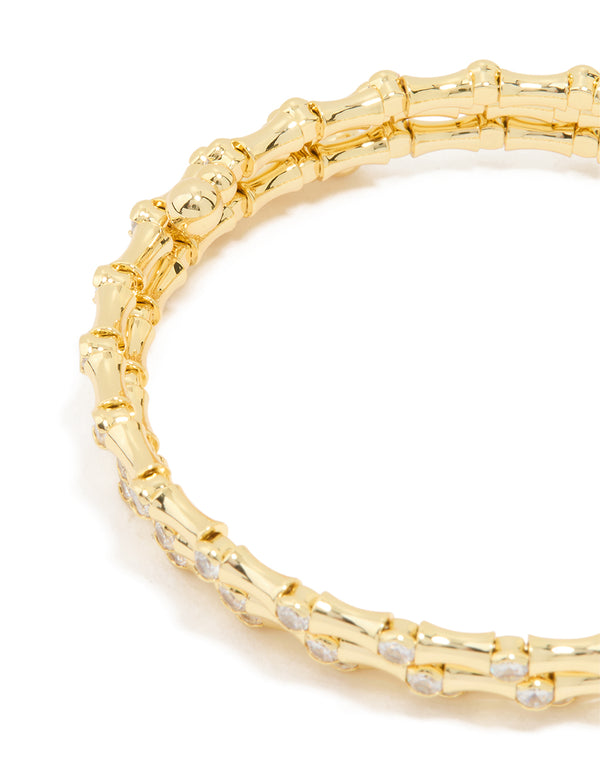 Gold Plated Diamante Spiral Bangle