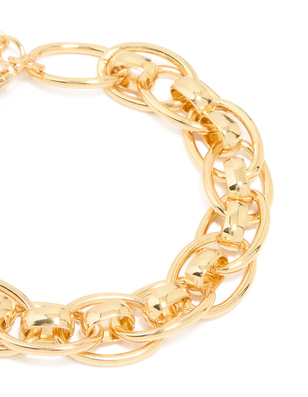 Gold Plated Intertwined Oval Link Bracelet