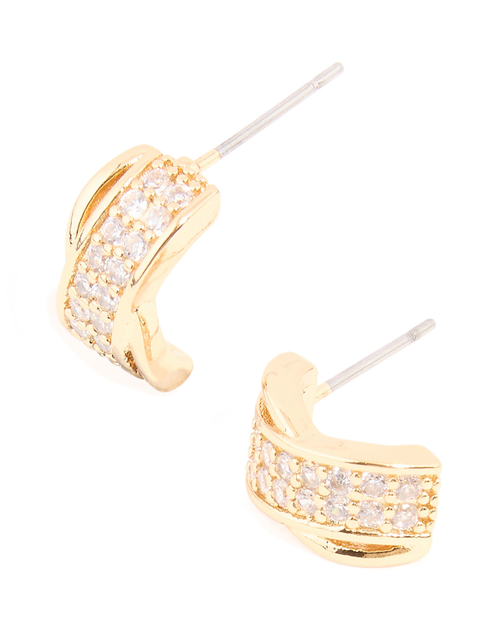 Gold Plated Cubic Zirconia Intertwined Hoop Earrings