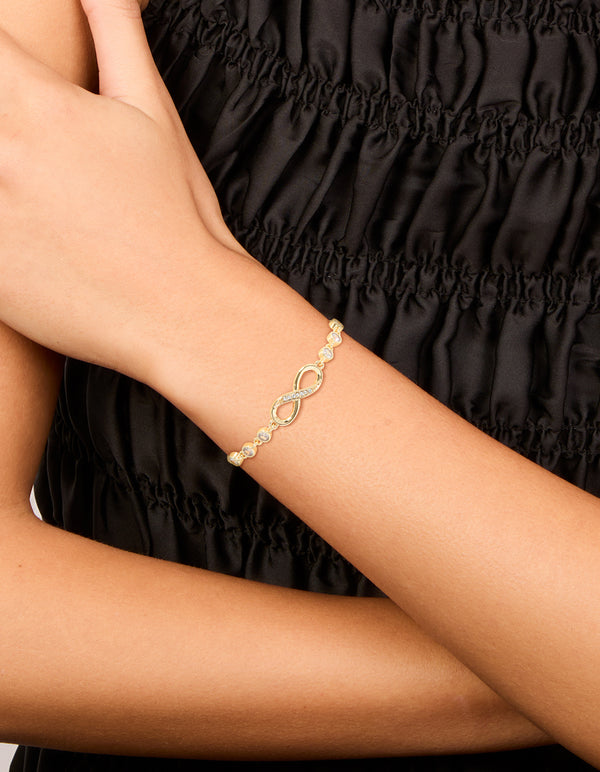 Gold Plated Cubic Zirconia Infinity Toggle Bracelet