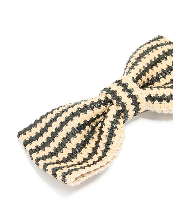Raffia Striped Short Bow Clip
