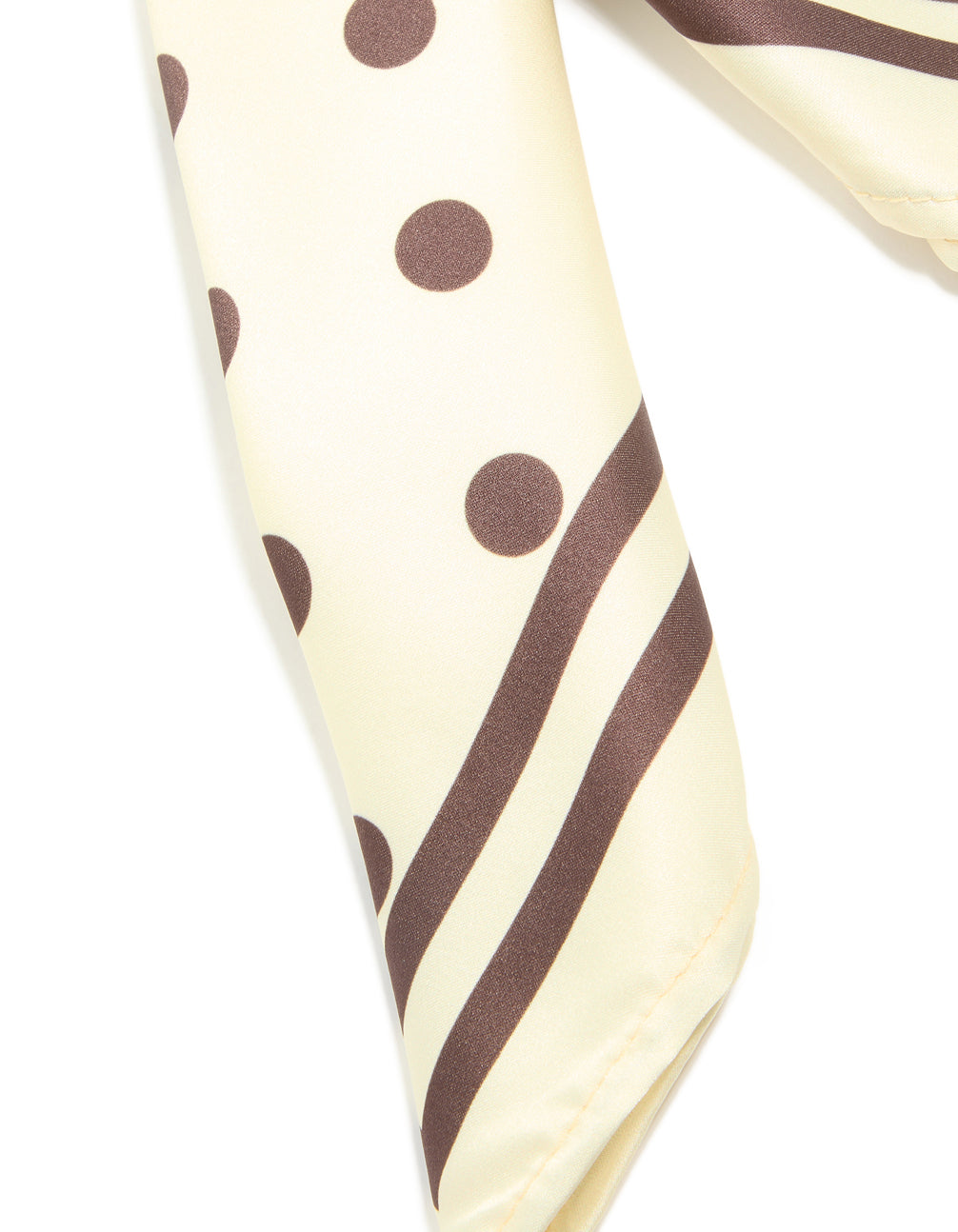 White & Brown Polka Dot Print Scarf