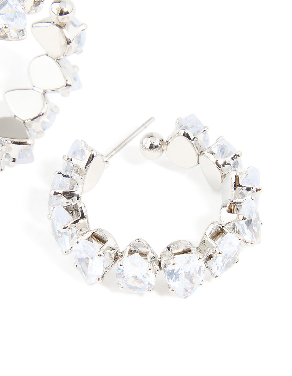 Silver Cubic Zirconia Cluster Hoop Earrings