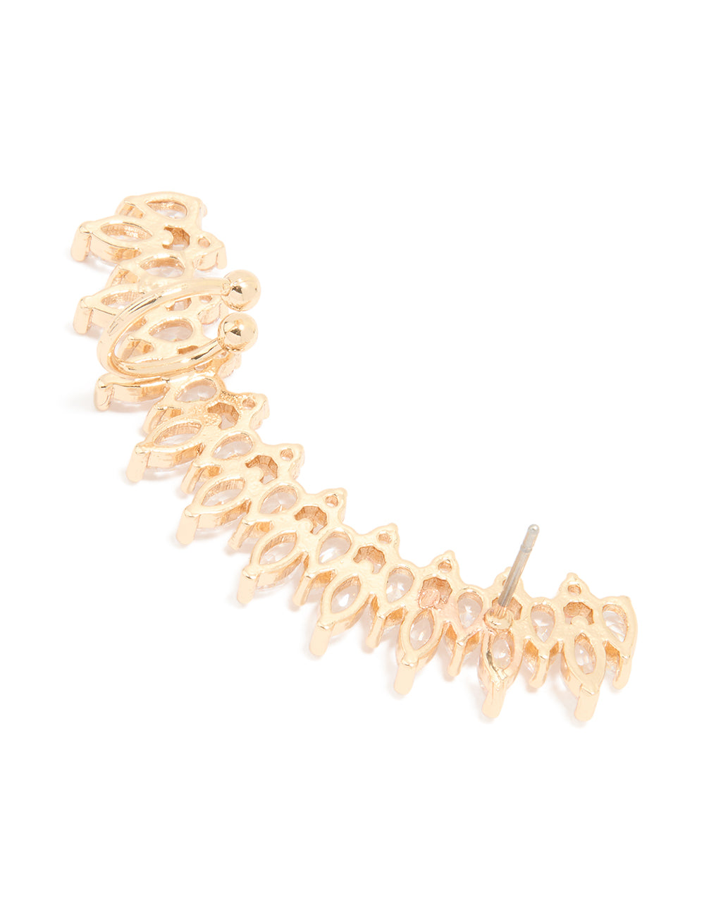 Gold Cubic Zirconia Large Vine Cuff Earring