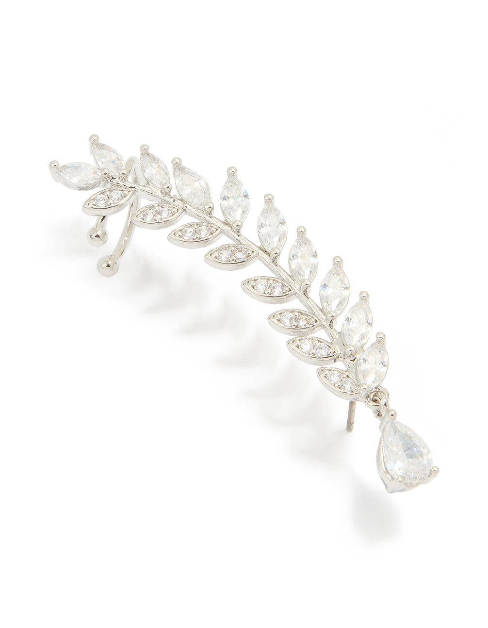 Silver Cubic Zirconia Lovely Vine Ear Cuff