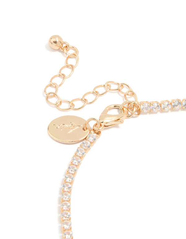 Gold Plated Cubic Zirconia Tennis Anklet