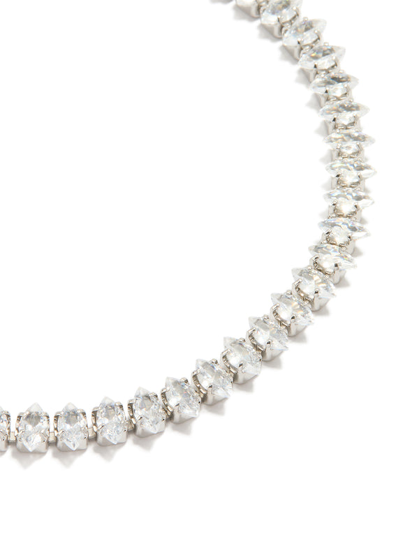 Silver Cubic Zirconia Marquise Anklet