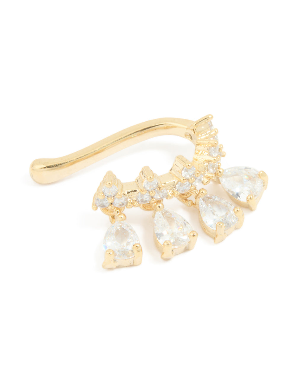 Gold Plated Cubic Zirconia Detailed Single Ear Cuff