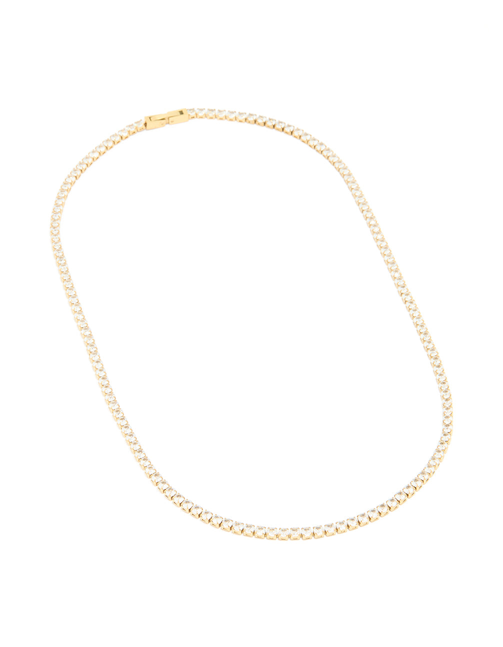 Waterproof Gold Plated Stainless Steel Cubic Zirconia Tennis Necklace
