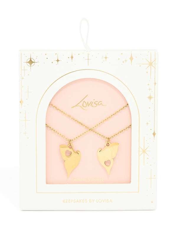 Waterproof Gold Plated Stainless Steel BFF Butterfly Necklaces 2-Pack