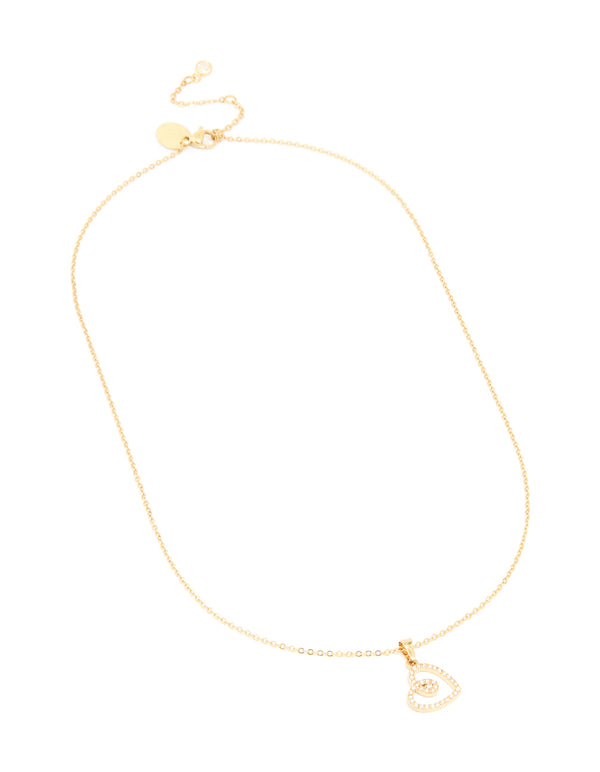 Waterproof Gold Plated Stainless Steel Cubic Zirconia Heart Necklace