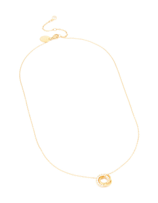 Waterproof Gold Plated Stainless Steel Tri Circle Link Necklace