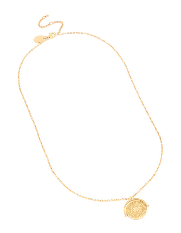 Waterproof Gold Plated Stainless Steel Celestial Spinner Pendant Necklace