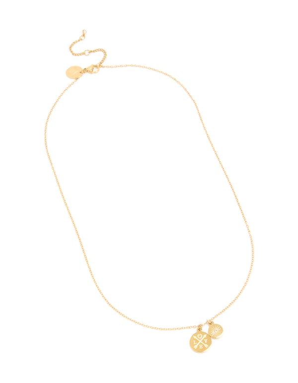 Waterproof Gold Plated Stainless Steel Compass Pendant Necklace