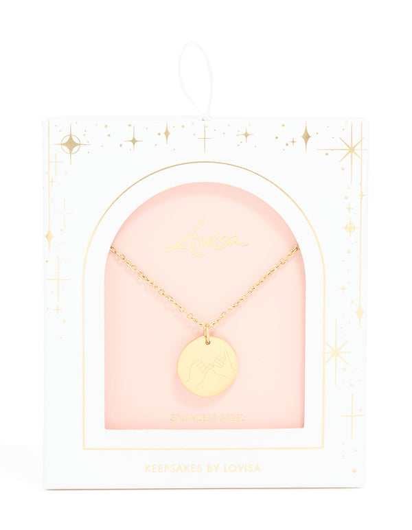 Waterproof Gold Plated Stainless Steel Pinky Promise Pendant Necklace