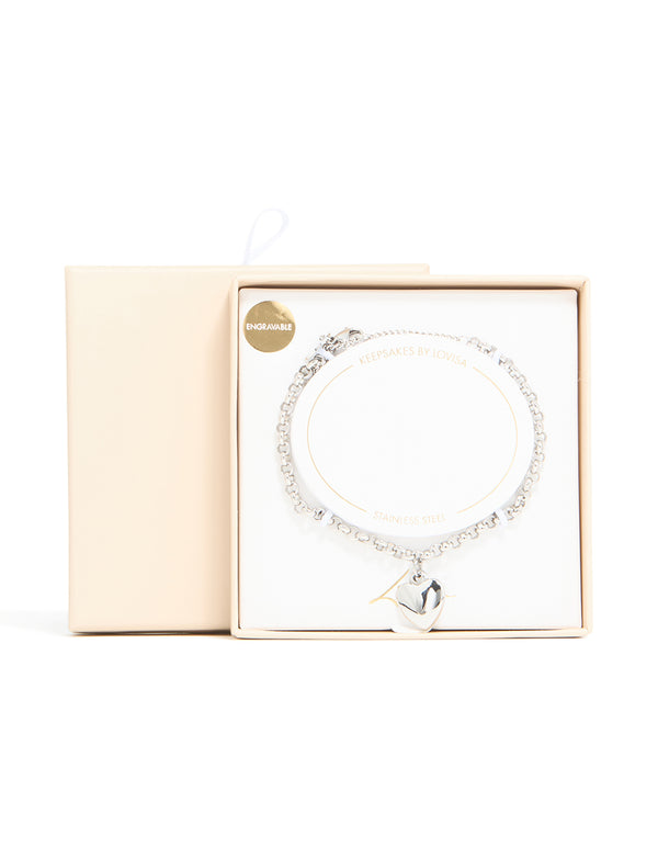 Waterproof Stainless Steel Chunky Heart T & O Bracelet