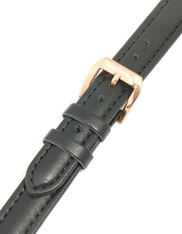 Rose Gold Black PU Leather Buckle Strap 38/40/41 mm