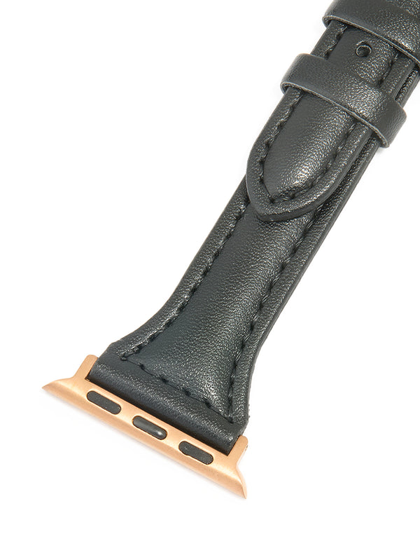 Rose Gold Black PU Leather Buckle Strap 38/40/41 mm