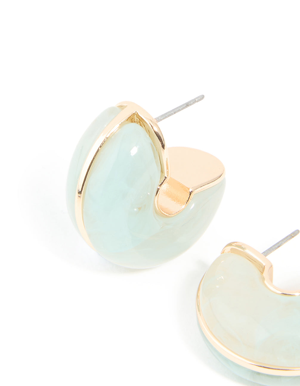 Gold & Green Resin Hoop Earrings