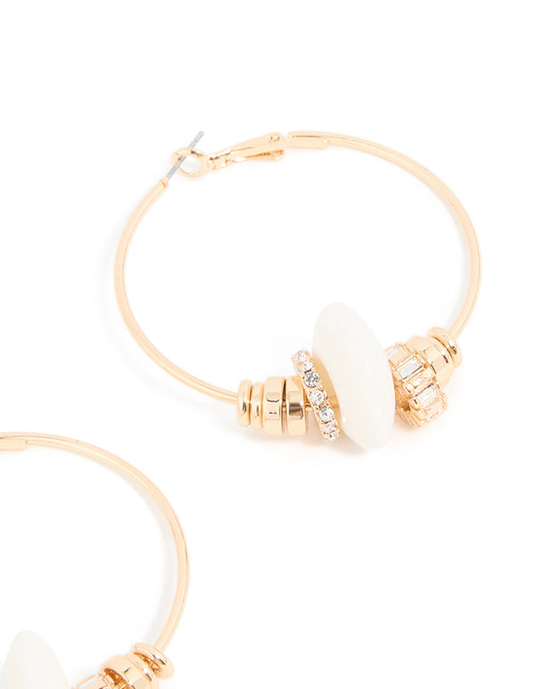 Gold & Diamante Mixed Rondell Hoop Earrings