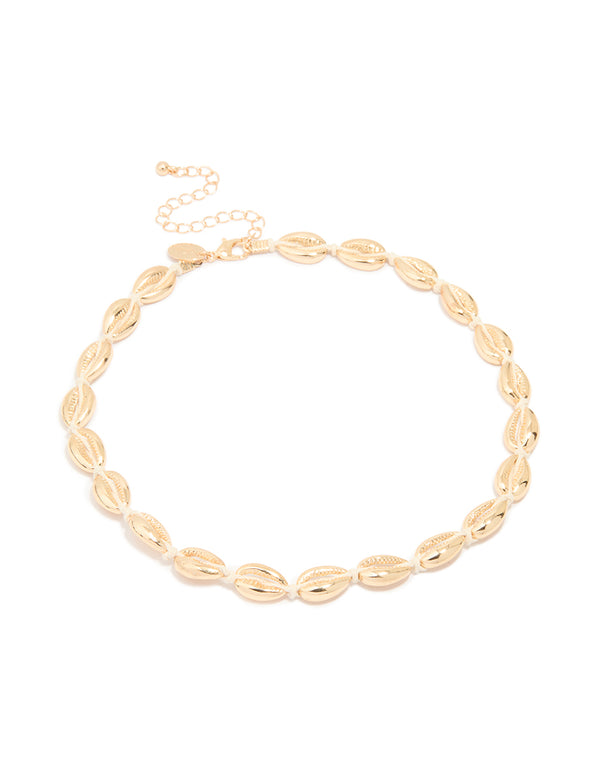 Gold Cowry Shell Short Necklace