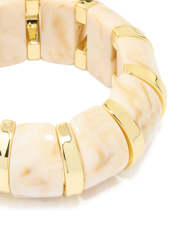 Gold White Acrylic Bangle