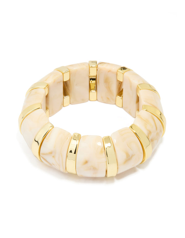 Gold White Acrylic Bangle