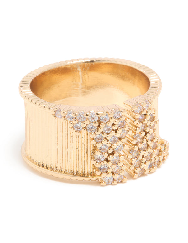 Gold Plated Cubic Zirconia Chunky Cluster Ring