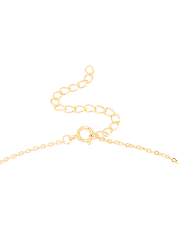 Gold Plated Sterling Silver Cubic Zirconia Oval Link Necklace