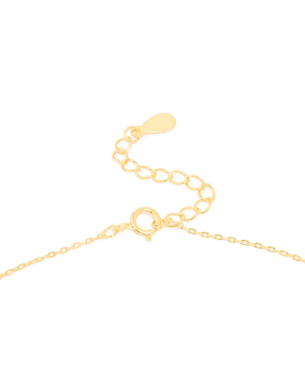Delicate gold plated sterling silver cubic zirconia cross necklace clasp detail view