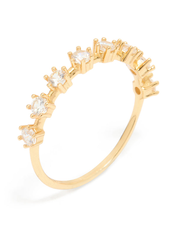 Designed with gold plated sterling silver and cubic zirconia in clear stone side detail view