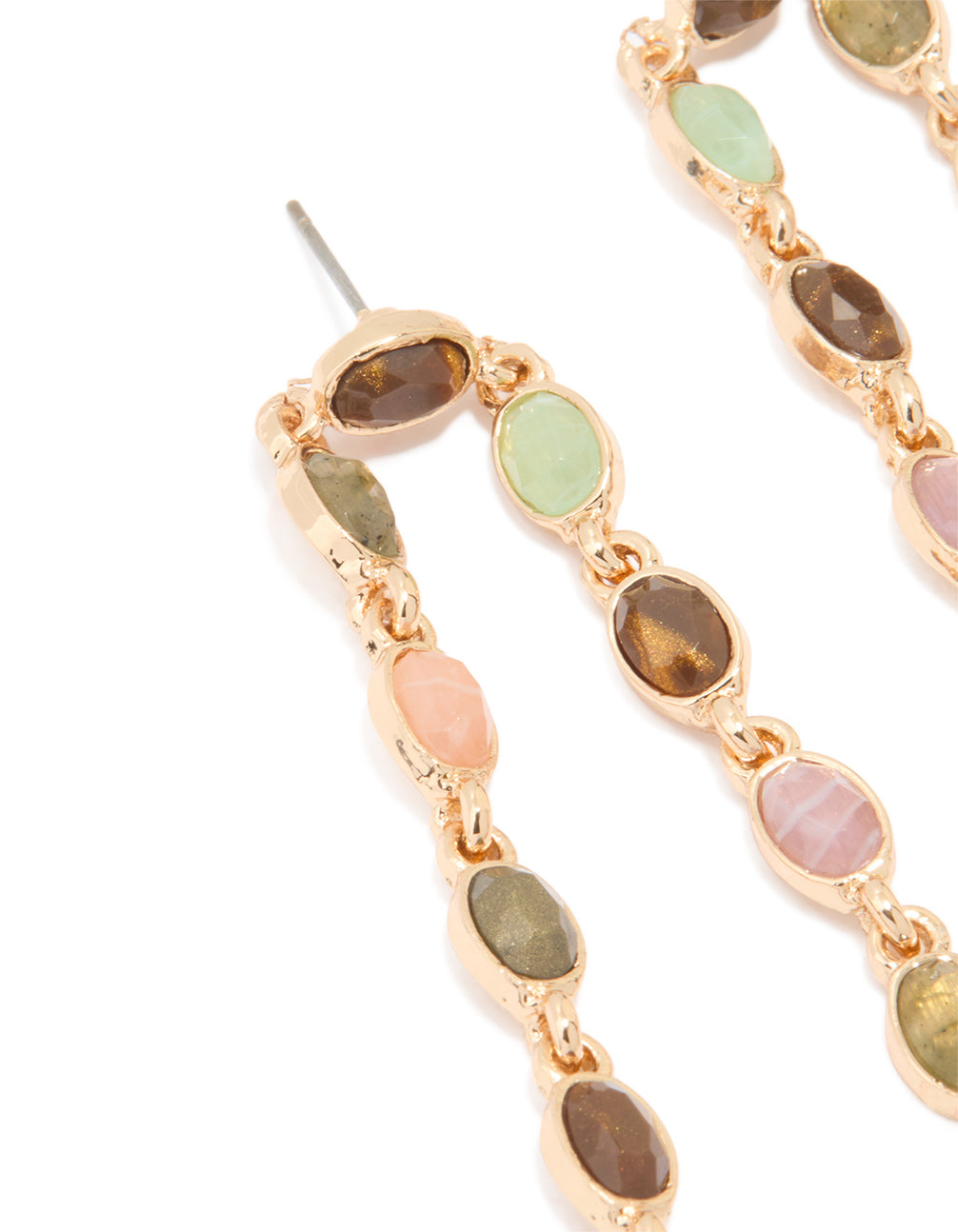 Gold Multicoloured Beaded Asymmetrical Drop Earrings