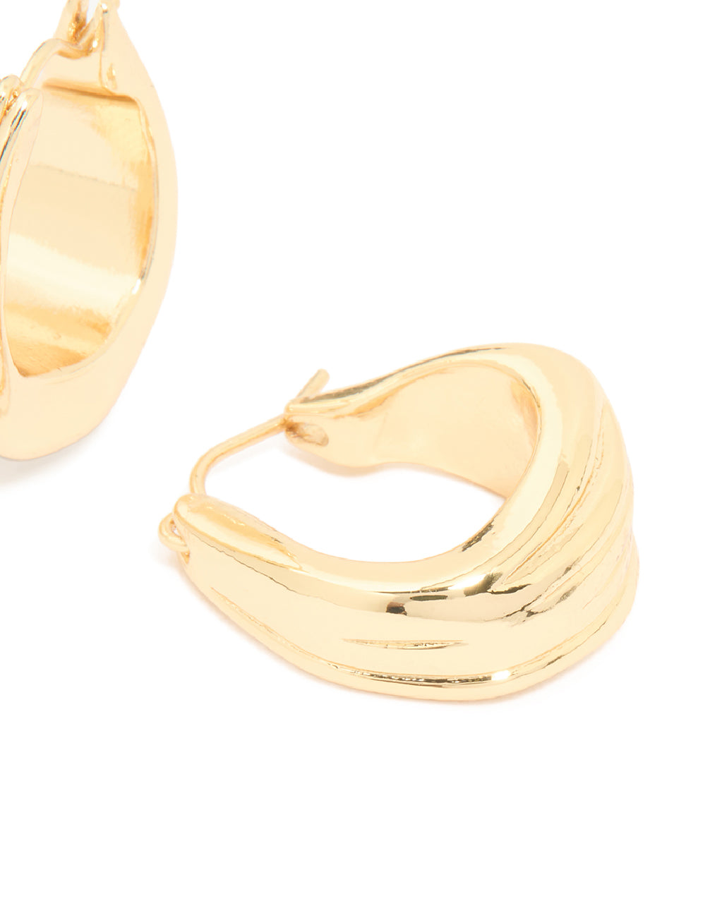 Gold Plated Molten Medium Hoop Earrings
