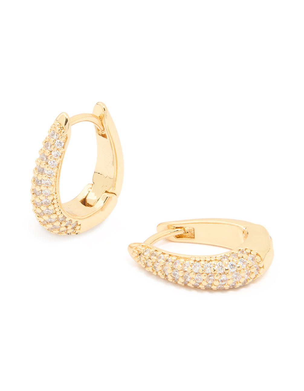 Gold Plated Cubic Zirconia Pavé Oval Hoop Earrings