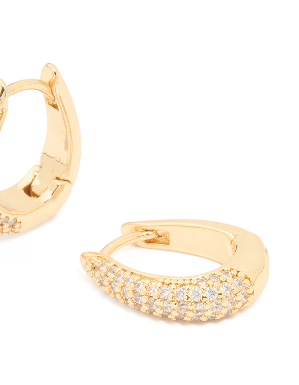 Gold Plated Cubic Zirconia Pavé Oval Hoop Earrings