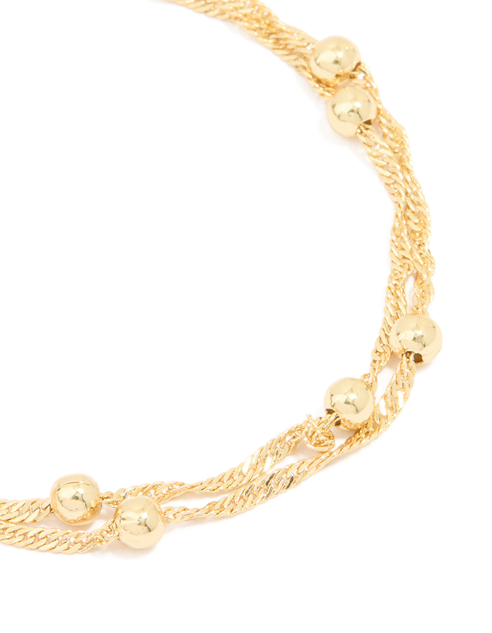 Gold Plated Ball & Chain Layered Bracelet