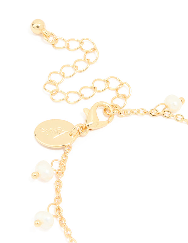 Gold Plated Pearl Droplet Bracelet