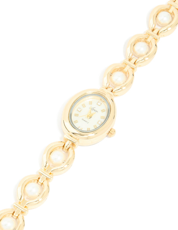 Gold Pearl Band Watch