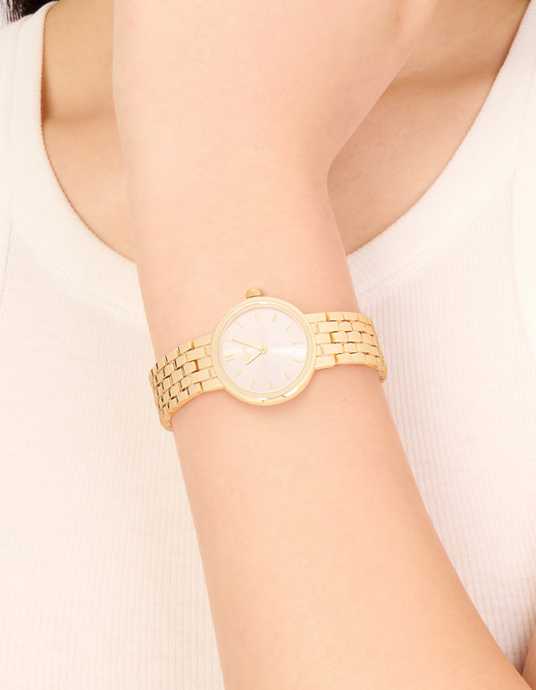 Gold Large Round Face Watch