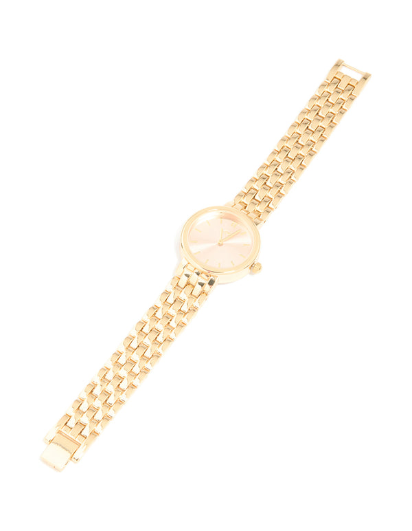 Gold Large Round Face Watch
