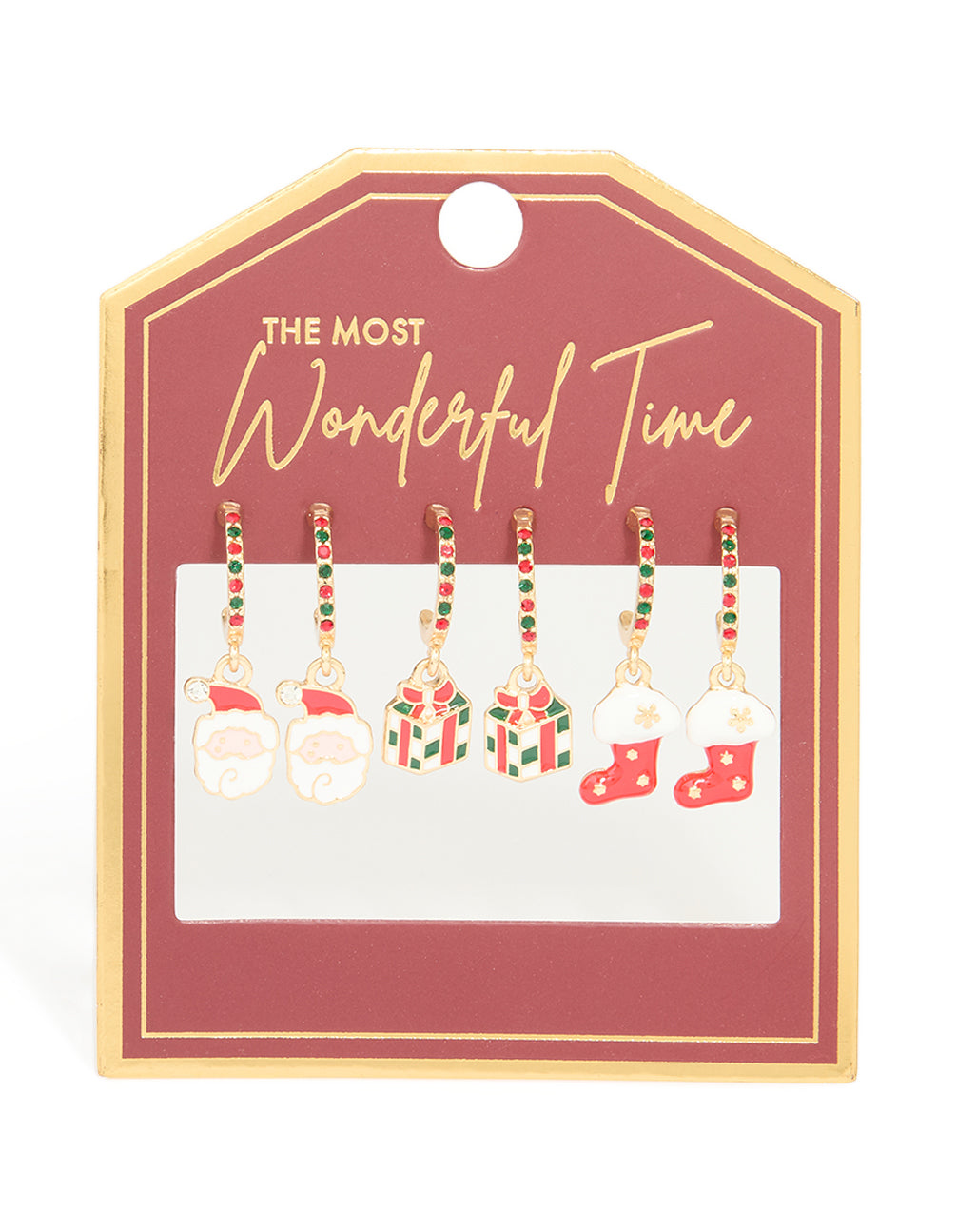 Gold Santa & Present Studs 3-Pack
