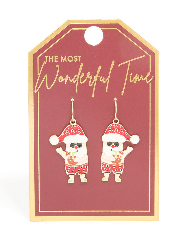 Gold Australian Santa Drop Earrings