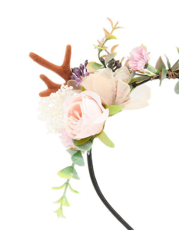 Fabric Floral Woodland Reindeer Headband