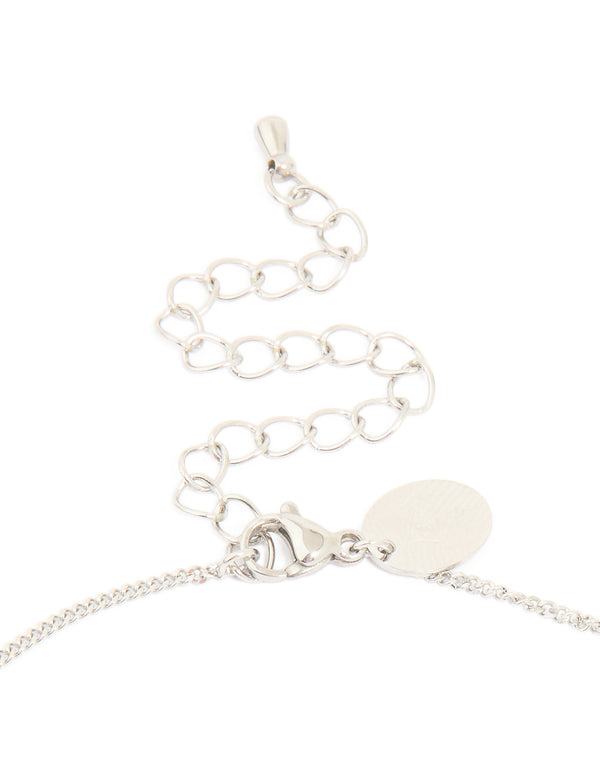 Designed with waterproof stainless steel bold pendant necklace featuring charm in silver clasp detail view