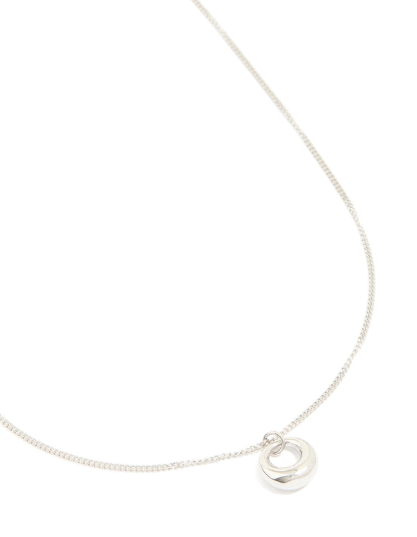 Showcasing a waterproof stainless steel bold pendant necklace in silver close up view