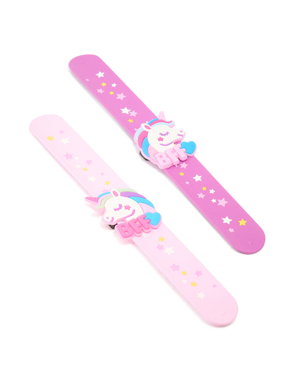 Kids Pink & Purple BFF Unicorn Slap Band Pack