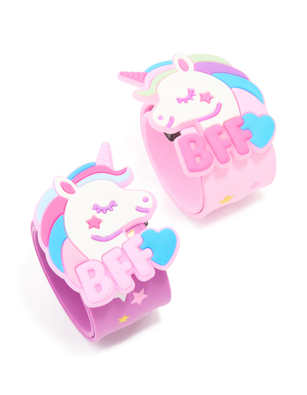 Kids Pink & Purple BFF Unicorn Slap Band Pack
