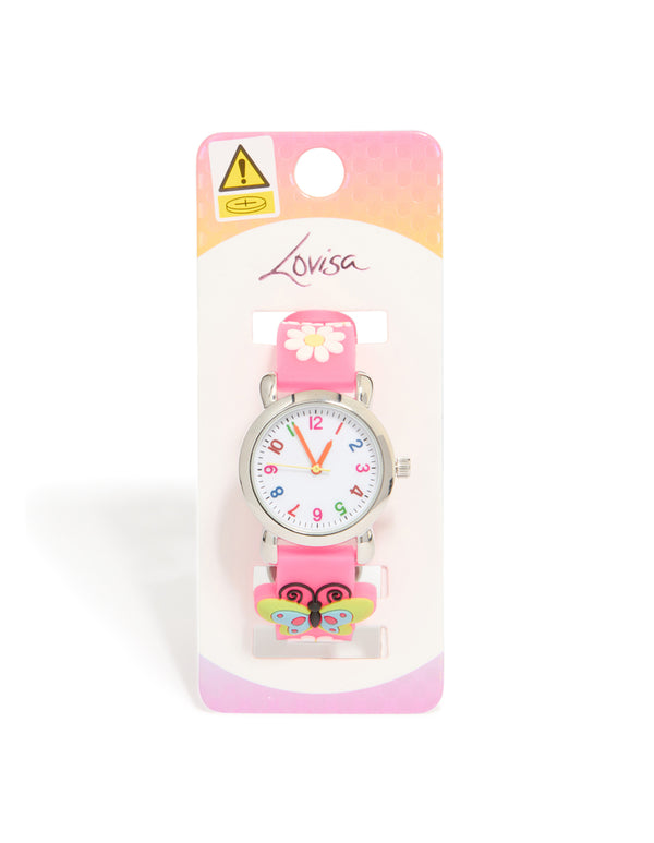 Kids Pink Butterfly & Daisy Watch