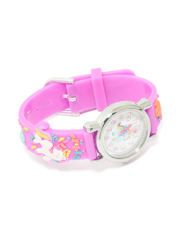 Kids Pink Unicorn Confetti Watch
